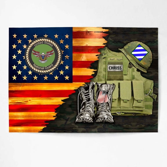 Customizaholic Personalized Military Army Patriotic Canvas Wall Art Home Decor Custom Name Soldier Gift