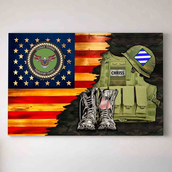 Customizaholic Personalized Military Army Patriotic Canvas Wall Art Home Decor Custom Name Soldier Gift