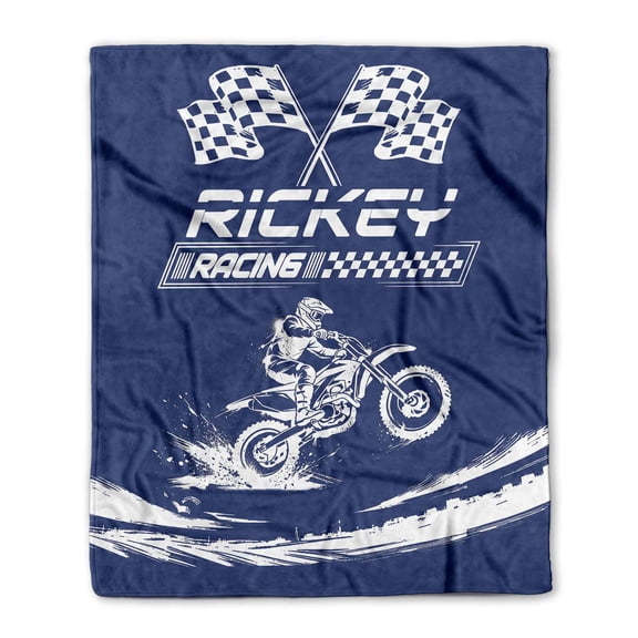 Customizaholic Personalized Motocross Dirt Bike Racing Soft Fleece Throw Blanket Team Athlete Custom Name