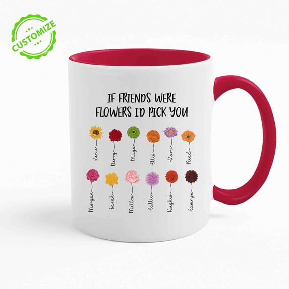 Customizaholic Personalized Mugs With Names, Floral Coffee Mug, Flower Mugs, Best Friend Mugs, Friends Coffee Mug