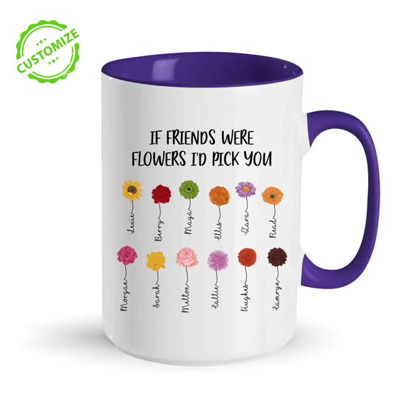 Customizaholic Personalized Mugs With Names, Floral Coffee Mug, Flower Mugs, Best Friend Mugs, Friends Coffee Mug