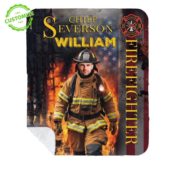 Customizaholic Personalized Name Blanket, Fireman Blanket, Firefighter Blanket, Fire Department Blanket, Face Blanket Customized, Custom Photo Blanket, Firefighter Gift, Gifts For Firefighters