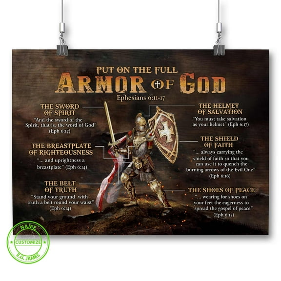 Customizaholic Personalized Name Canvas, Armor of God Wall Art, Custom Name Wall Art, Bedroom Wall Decor, Christian Wall Art, Wall Art For Bedroom