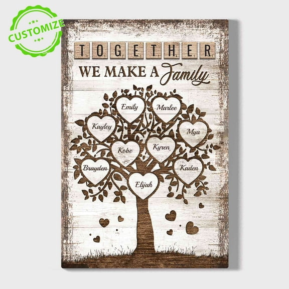 Customizaholic Personalized Name Canvas, Family Name Canvas, Bedroom Wall Decor, Family Tree Name Canvas, Wall Art For Bedroom