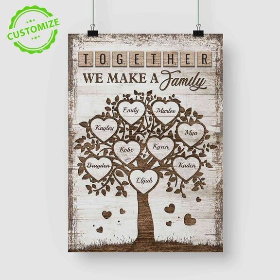 Customizaholic Personalized Name Canvas, Family Name Canvas, Bedroom Wall Decor, Family Tree Name Canvas, Wall Art For Bedroom