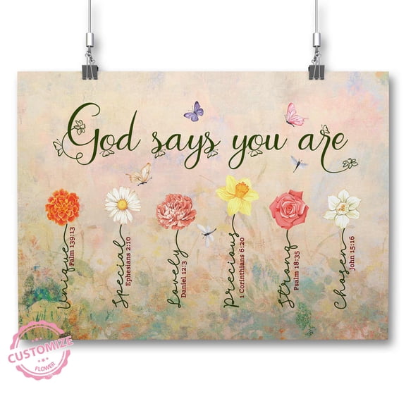 Customizaholic Personalized Name Canvas, God Says You Are Wall Art, God Says You Are, Bible Verse Canvas, Christian Wall Decor, Religious Gifts