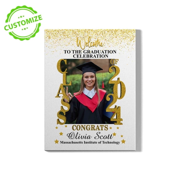 Customizaholic Personalized Name Canvas, Photos Print Canvas Custom, Custom Photo Prints, Graduation Poster, Graduation Gift