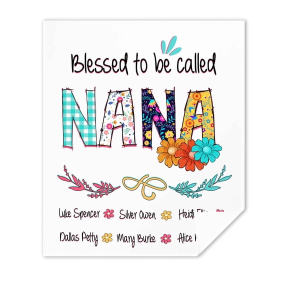 Customizaholic Personalized Nana Blanket – Blessed to Be Called Nana, Custom Grandma Blanket with Grandkids Names, Family Gift