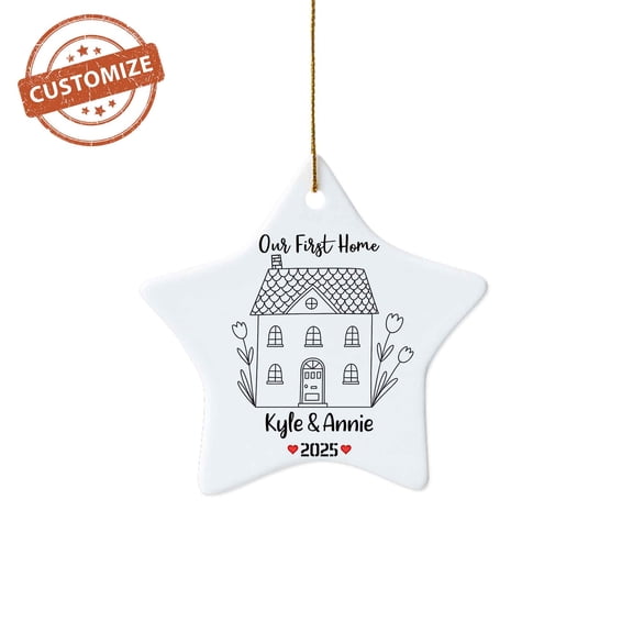 Customizaholic Personalized Our First Home Ornament 2025, Custom Name Housewarming Keepsake Decoration, New Home Gift for Couples or Families