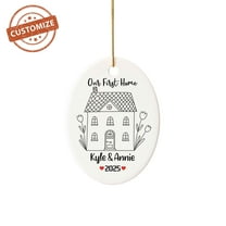 Customizaholic Personalized Our First Home Ornament 2025, Custom Name Housewarming Keepsake Decoration, New Home Gift for Couples or Families