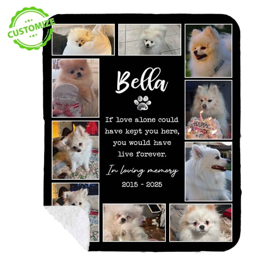 Customizaholic Personalized Pet Memorial Photo Blanket – Custom Name, Years & Tribute Quote – Heartfelt In Loving Memory Gift for Pet Lovers