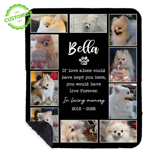 Customizaholic Personalized Pet Memorial Photo Blanket – Custom Name, Years & Tribute Quote – Heartfelt In Loving Memory Gift for Pet Lovers