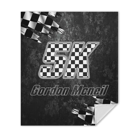 Customizaholic Personalized Racing Checkered Flag Soft Fleece Throw Blanket Team Athlete Custom Name