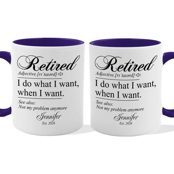 Customizaholic Personalized Retired Definition Mug - Funny Retirement Quote Design, Custom Name and Year Keepsake Gift