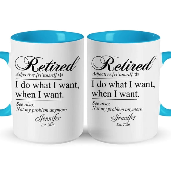Customizaholic Personalized Retired Definition Mug - Funny Retirement Quote Design, Custom Name and Year Keepsake Gift