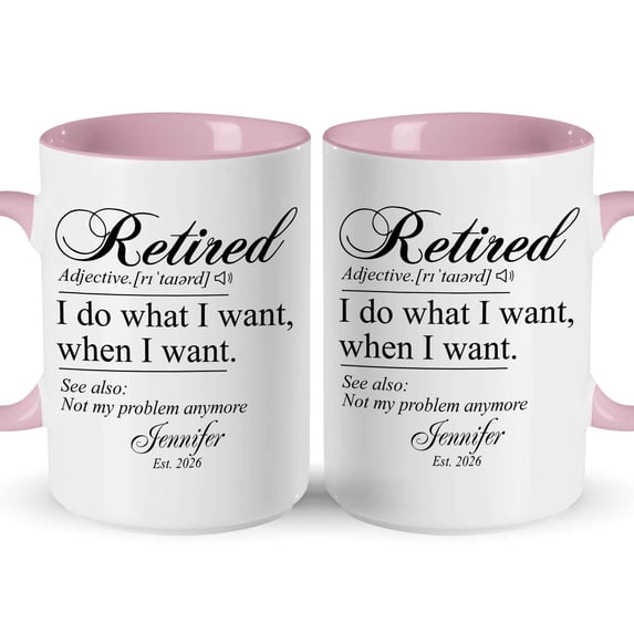 Customizaholic Personalized Retired Definition Mug - Funny Retirement Quote Design, Custom Name and Year Keepsake Gift