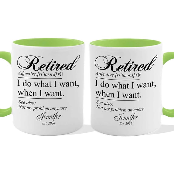Customizaholic Personalized Retired Definition Mug - Funny Retirement Quote Design, Custom Name and Year Keepsake Gift