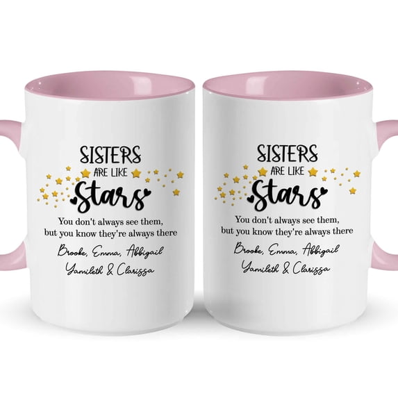 Customizaholic Personalized Sisters Are Like Stars Mug – Custom Names Sister Gift Coffee Mug