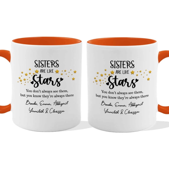 Customizaholic Personalized Sisters Are Like Stars Mug – Custom Names Sister Gift Coffee Mug