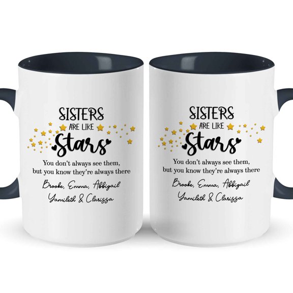 Customizaholic Personalized Sisters Are Like Stars Mug – Custom Names Sister Gift Coffee Mug