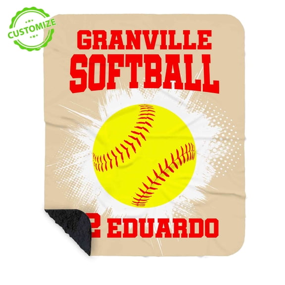 Customizaholic Personalized Softball Blanket – Custom Name & Number – Team Spirit Sports Throw – Unique Softball Player or Fan Gift for Any Occasion