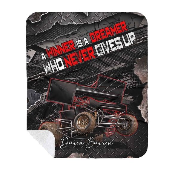 Customizaholic Personalized Sprint Car Dirt Track Racing Soft Fleece Throw Blanket Team Athlete Custom Name