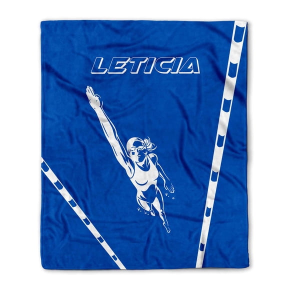 Customizaholic Personalized Swimming Sports Soft Fleece Throw Blanket Team Athlete Custom Name