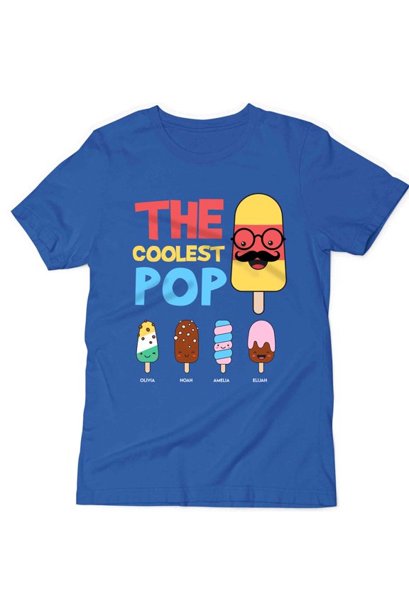 Personalized The Coolest Pop T-Shirt – Cute Ice Cream Family Design with Custom Names – Fun Father’s Day Gift