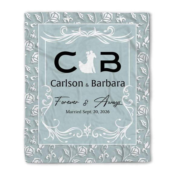 Customizaholic Personalized Wedding Anniversary Blanket - Forever & Always Custom Last Name Monogram Throw - Marriage Milestone Gift