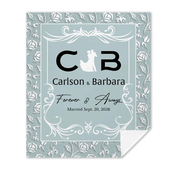 Customizaholic Personalized Wedding Anniversary Blanket - Forever & Always Custom Last Name Monogram Throw - Marriage Milestone Gift