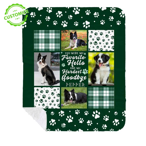 Customizaholic Pet Memorial Photo Blanket - Personalized Remembrance Quote Design, Custom Name Keepsake Gift, Sympathy Decor Blanket