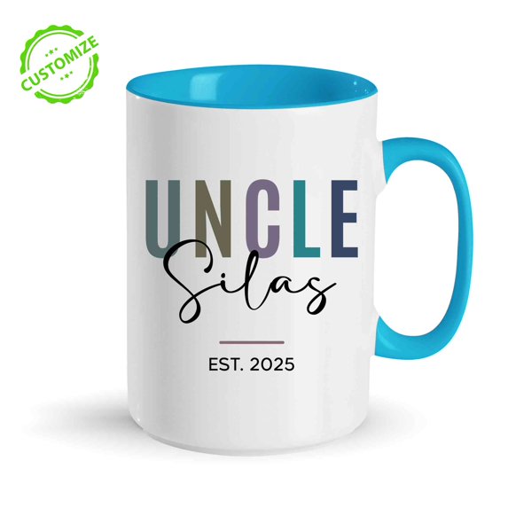 Customizaholic Uncle Mug Personalized – Custom Name & Est. Year Coffee Cup – New Uncle Gift Idea, Pregnancy Announcement, Family Keepsake