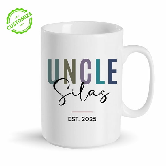Customizaholic Uncle Mug Personalized – Custom Name & Est. Year Coffee Cup – New Uncle Gift Idea, Pregnancy Announcement, Family Keepsake