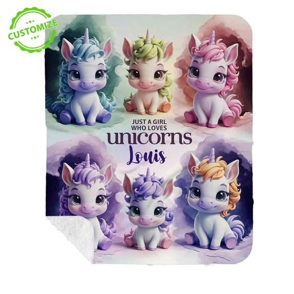 Customizaholic Unicorn Lover Custom Name Blanket - Personalized Unicorn Design, Soft & Cozy Throw