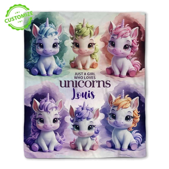 Customizaholic Unicorn Lover Custom Name Blanket - Personalized Unicorn Design, Soft & Cozy Throw