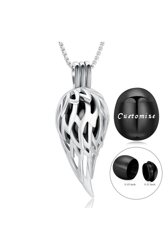 Customize Angel Wing with Urn Cremation Jewelry for Ashes Pendent for Ashes and Chain Memory Necklace