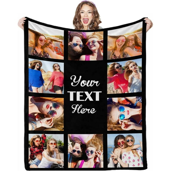 Customize Blankets with Photos, 3 Photos Customizable Blanket Personalized Blankets and Throws Best Friend Blanket for Besties BBF Friendship Gifts for Women Blankets