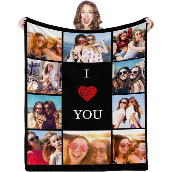 Customize Blankets with Photos, 3 Photos Customizable Blanket Personalized Blankets and Throws Best Friend Blanket for Besties BBF Friendship Gifts for Women Blankets