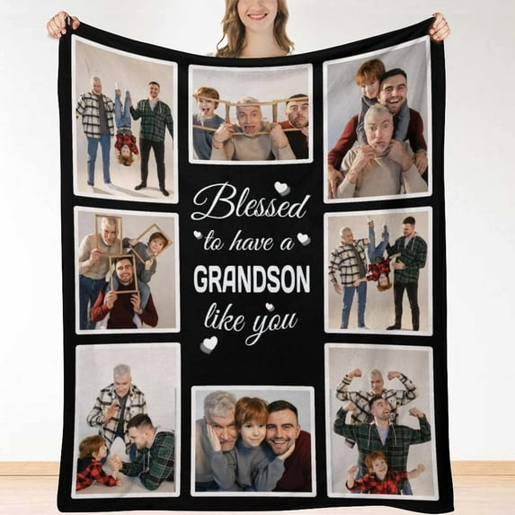 Customize Blankets with Photos,Made in USA, Shipped in 48 Hours, Customized Picture Blankets for Mom Dad Grandma Grandpa Daughter