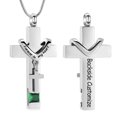 thumbnail image 1 of Customize Double Cross with Birthstone Memorial Cremation Jewelry for Ashes Holder Urn Necklace for Ashes of Loved One Ashes Pendent for Ashes and Chain -Forever in My Heart, 1 of 2