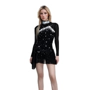 LIUHUO Customize Ice Figure Skating Dress Girls Women Stretchy Spandex Mesh Child