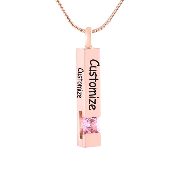 Customize Long Bar with Birthstone Cremation Jewelry for Ashes Holder Pendent for Ashes and Chain Urn Necklace for Ashes of Loved One