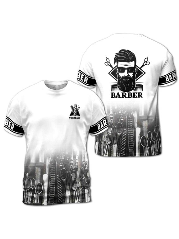 Customize Name Barber Uniform Hair Cutting Set T-shirt S-5XL