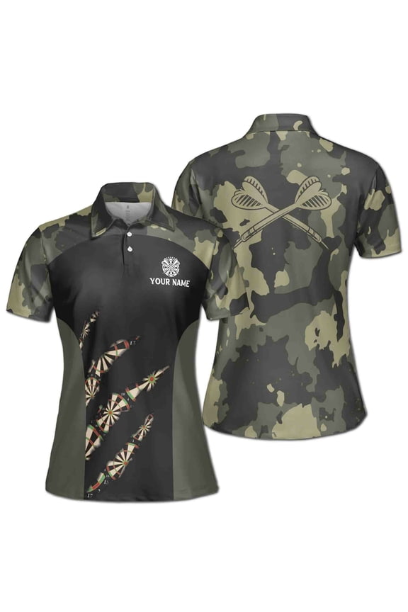 Customize Name Camo Dart Shirts Darts Retro Style Women's Polo Shirt S-5XL