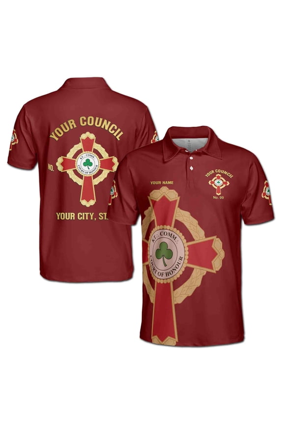 Customize Name Knight Commander Court of Honor Men's Polo Shirt S-5XL
