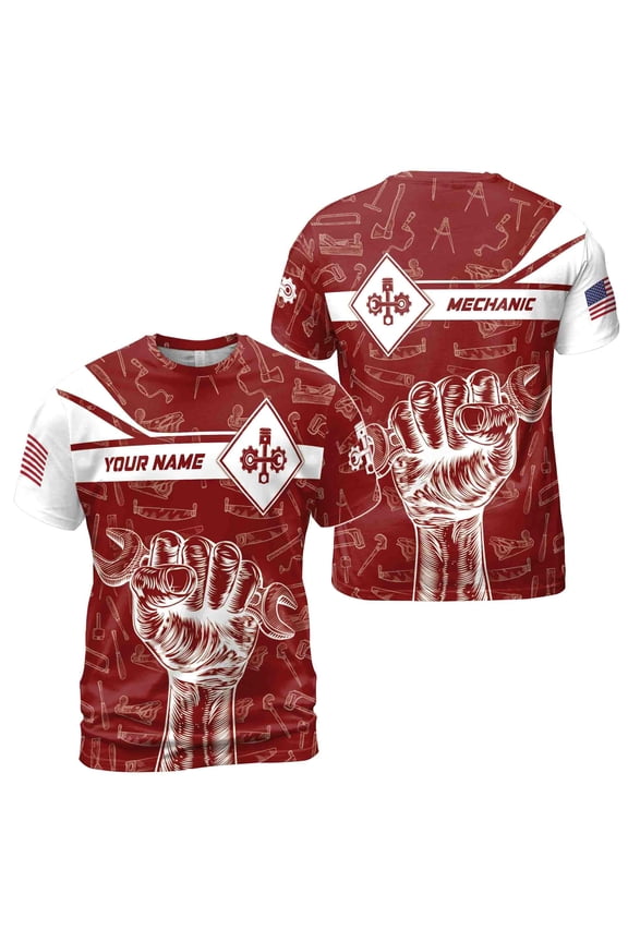 Customize Name Mechanic Hand Tool Set Dad Gift 3D T-Shirt S-5XL