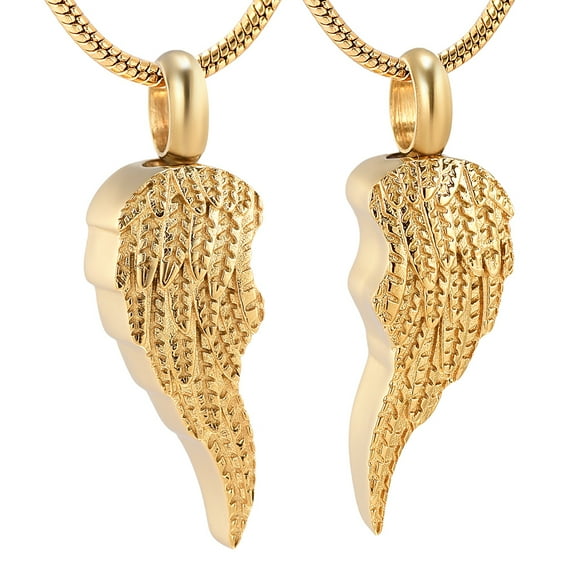Customize Pair Angel Wing Cremation Jewelry for Ashes Pendent for Ashes and Chain Memory Necklace