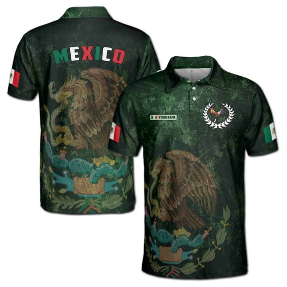 Customize Patriotic Mexico Coat Of Arms Men's Polo Shirt S-5XL