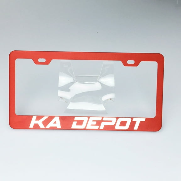 Customize Personalize Flat Red Stainless Steel License Frame Mirror Chrome Laser Engrave Lettering with Aluminum Screw Cap
