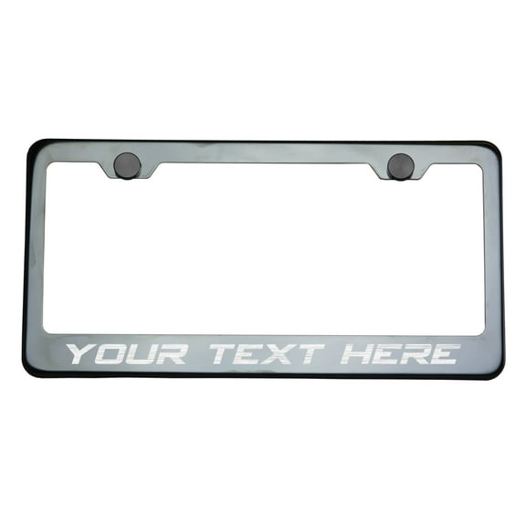 Customize Personalize KA Depot T304 8k Polish Mirror Black Chrome Stainless Steel License Frame with Aluminum Screw Cap